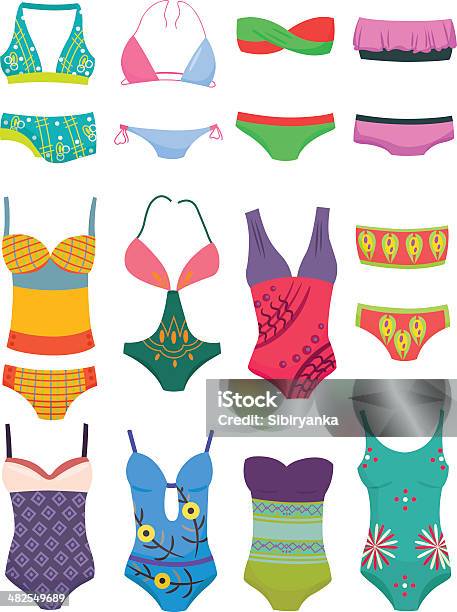 Set Of Swimwears Stock Illustration - Download Image Now - Arts Culture and Entertainment, Beauty, Bikini