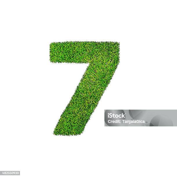 Grass Seven 7 Isolated On A White Background Stock Photo - Download Image Now - 2015, Advertisement, Alphabet