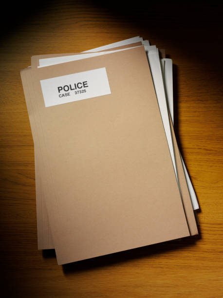 Police Files on the Desk with Copy Space stock photo