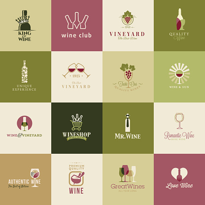 Set of vector icons for wine 