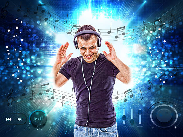 istock man with headphones, with notes all around him 482555809