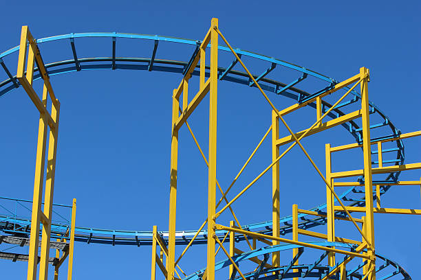istock Image of tight curves and corners of rollercoaster tracks, thrill-ride 482555964