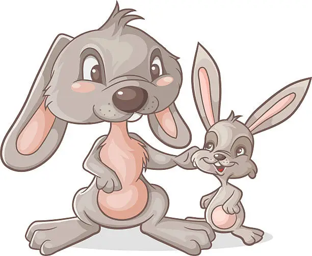 Vector illustration of rabbit family