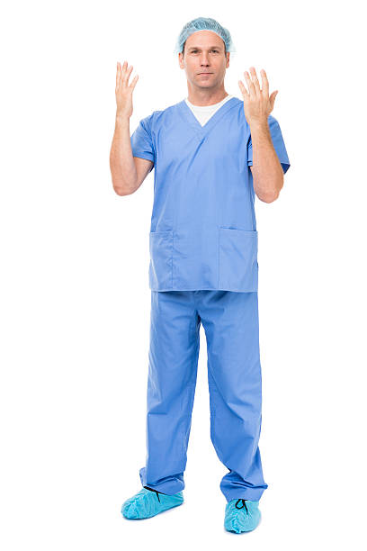 istock Doctor in scrubs on white 482556378