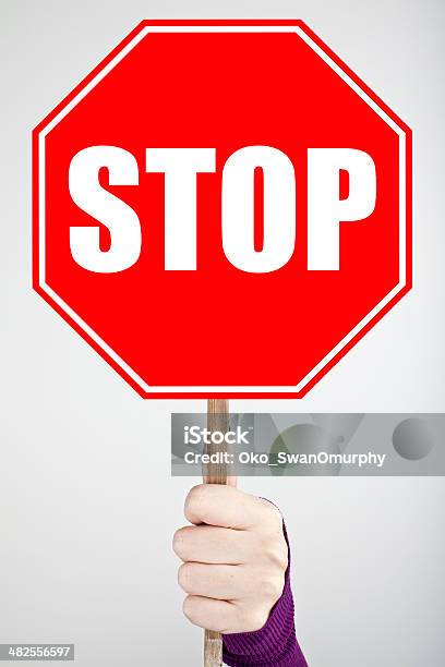 Stop Sign Stock Photo - Download Image Now - Hand Raised, Stop - Single Word, Stop Gesture