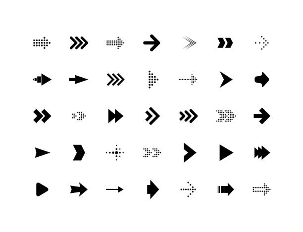 화살표 벡터 아이콘 세트 - vector design compass direction stock illustrations