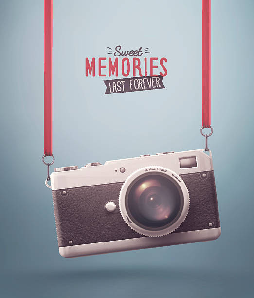 Sweet Memories Hanging retro camera, sweet memories. Illustration contains transparency and blending effects, eps 10 strap photos stock illustrations