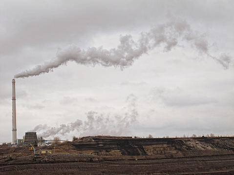 open Coal mine with  air pollution