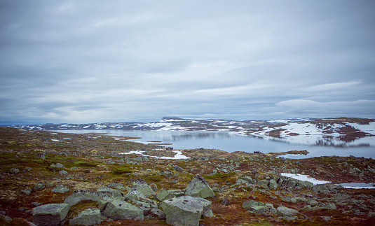 Landscape of Hardangervidda national park in Norway.