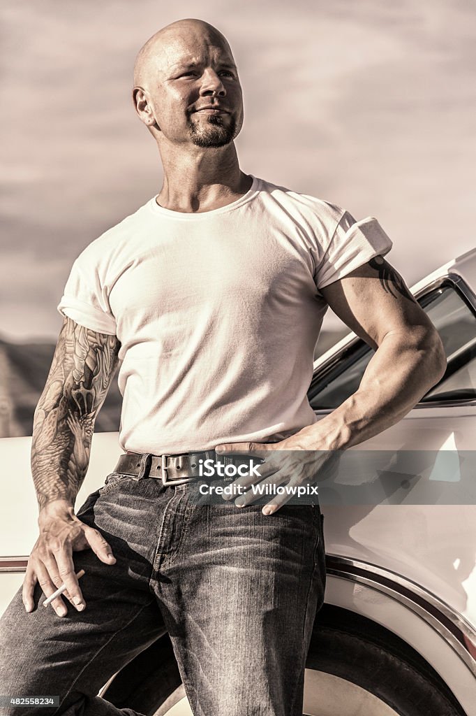 Cool Fifties Muscle Guy Stock Photo - Download Image - Men, Desaturated, Only Men - iStock