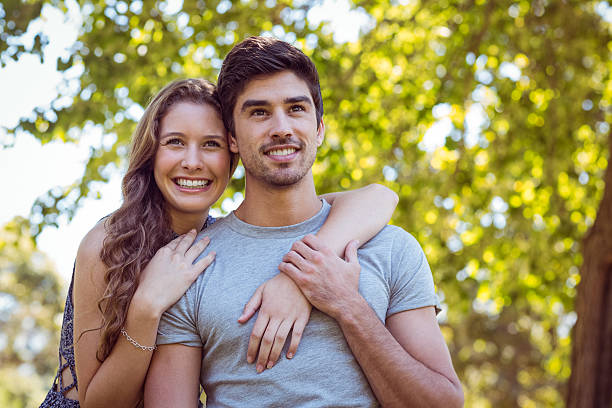 istock Cute couple in the park 482559000