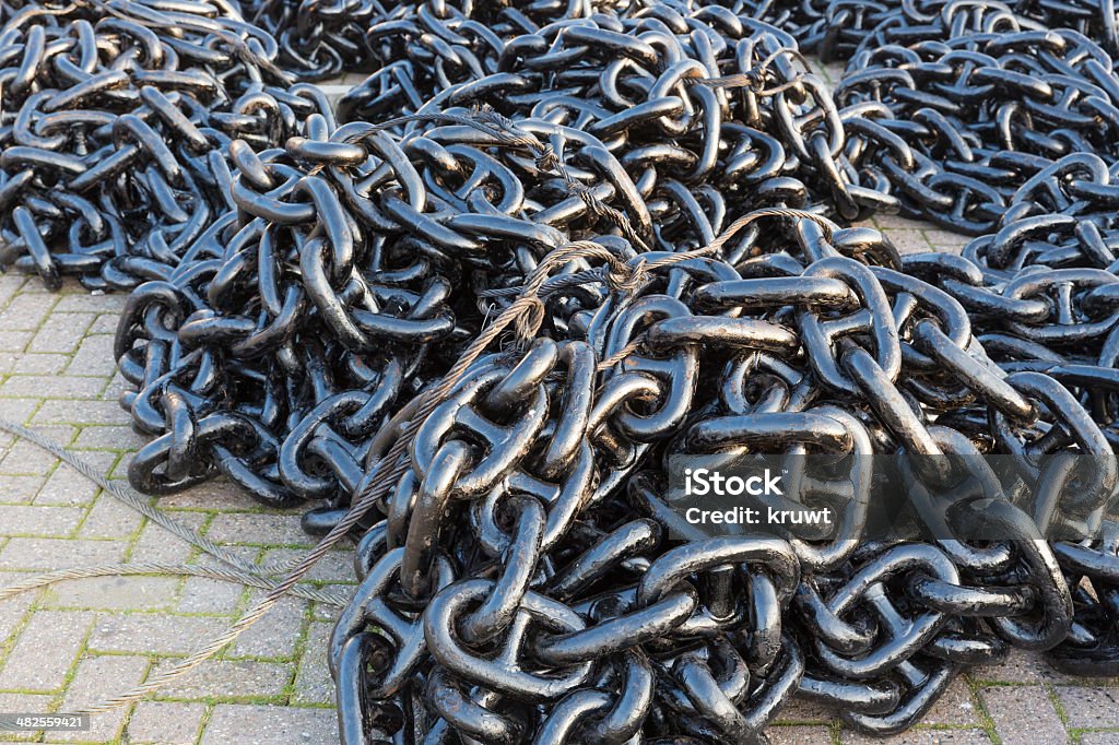 Heap of heavy iron chains Abstract Stock Photo