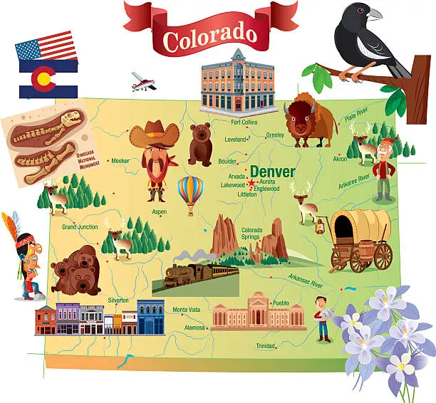 Vector illustration of Cartoon Map of Colorado