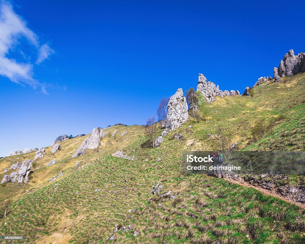 Wanderer auf die Alpen Mountain Trail - Lizenzfrei Abenteuer Stock-Foto