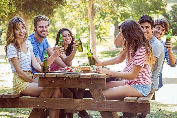 istock Happy friends in the park having lunch 482564724