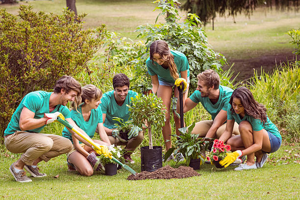istock Happy friends gardening for the community 482566814