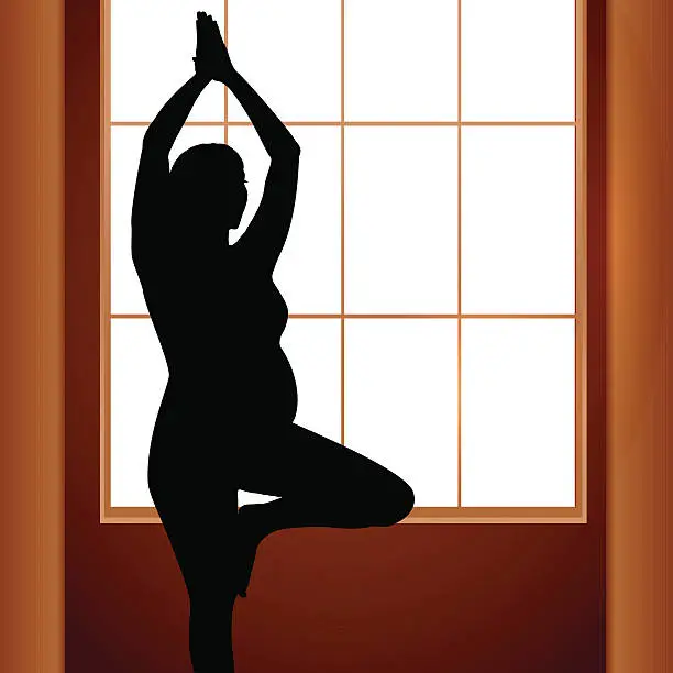 Vector illustration of Pregnant woman in yoga position