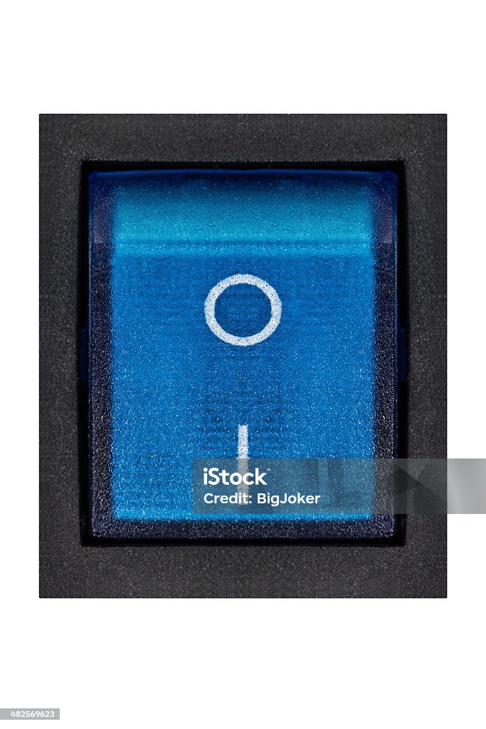 Azul Interruptor de alimentación, aislado sobre fondo blanco - Foto de stock de Interruptor libre de derechos