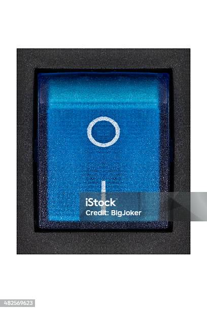 Foto de Chave Elétrica Azul Isolado No Fundo Branco e mais fotos de stock de Interruptor - Interruptor, Figura para recortar, Off - Palavra inglesa