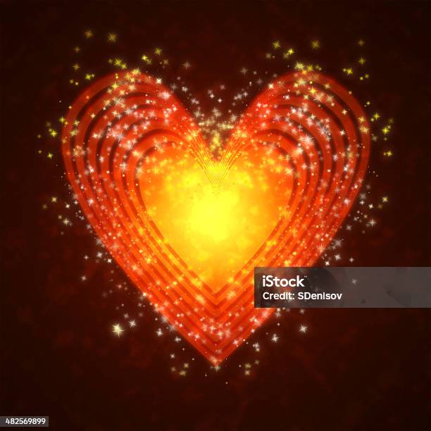 Burning Heart With Sparkles Stock Photo - Download Image Now - Abstract, Backgrounds, Celebration