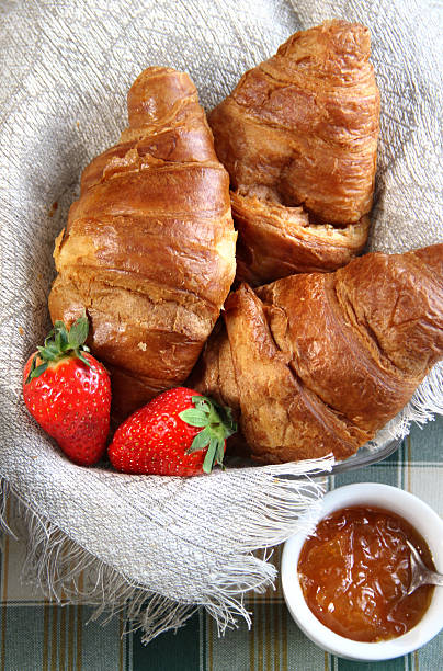 istock Fresh French croissant on the table 482570735