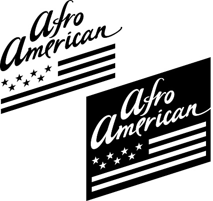 Afro American flag stars stripes black white 