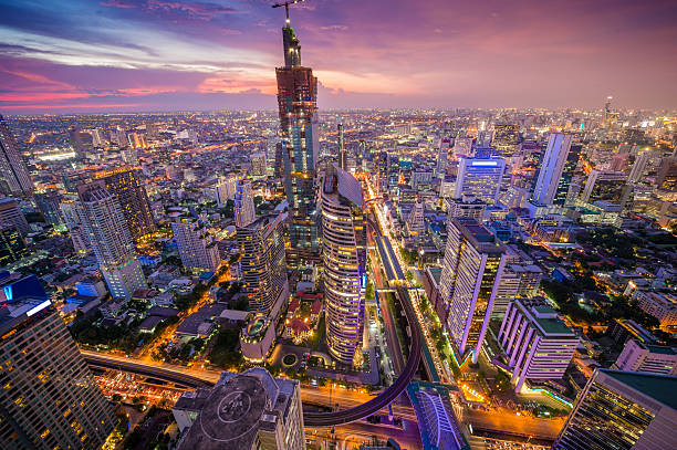 파노라마처럼 펼쳐지는 아름다운 도시 풍경을 태국 방콕에서 - silom 뉴스 사진 이미지
