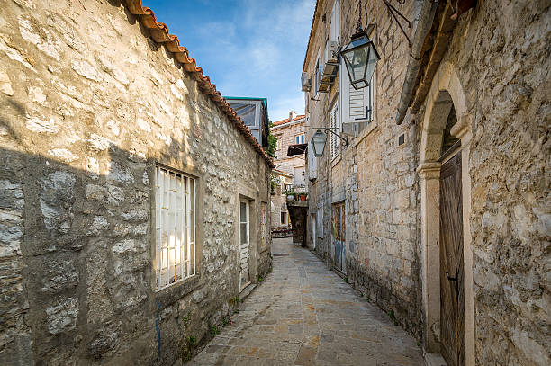 istock Budva ancient fortress narrow street 482576330