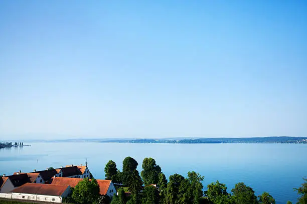 View over lake Bodensee to east at summertime. View from area of Überlingen.