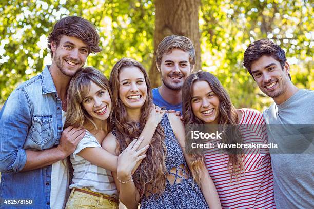 Happy Friends In The Park Stock Photo - Download Image Now - 16-17 Years, 18-19 Years, 20-24 Years
