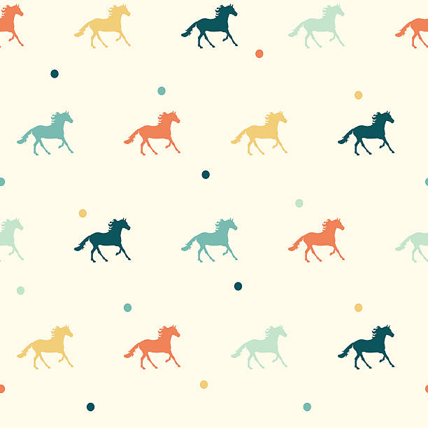 Vector colorful horse seamless pattern. Vector colorful horse seamless pattern. Vector year symbol seamless pattern. year of the horse stock illustrations