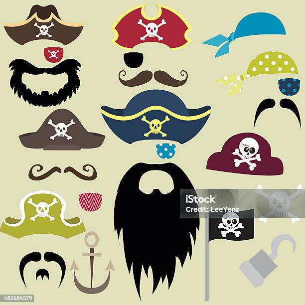 Set Of Pirates Elements Illustration Stock Illustration - Download Image Now - In Silhouette, Sword, Anchor - Vessel Part