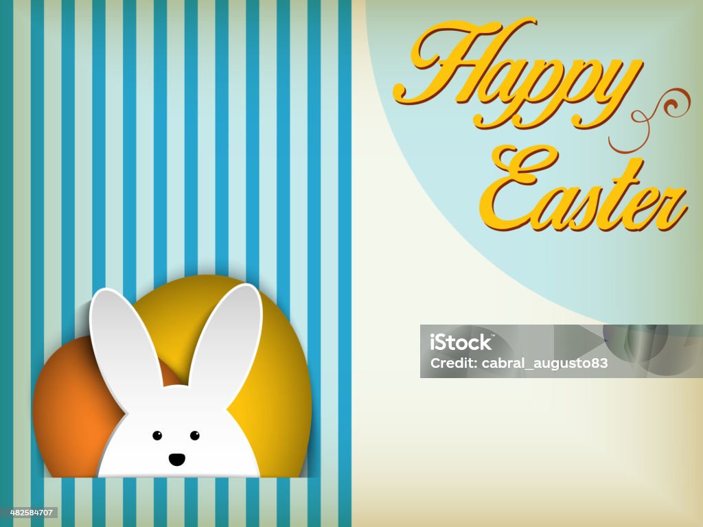 Happy Easter Rabbit Bunny on Blue Background Vector - Happy Easter Rabbit Bunny Background Abstract stock vector