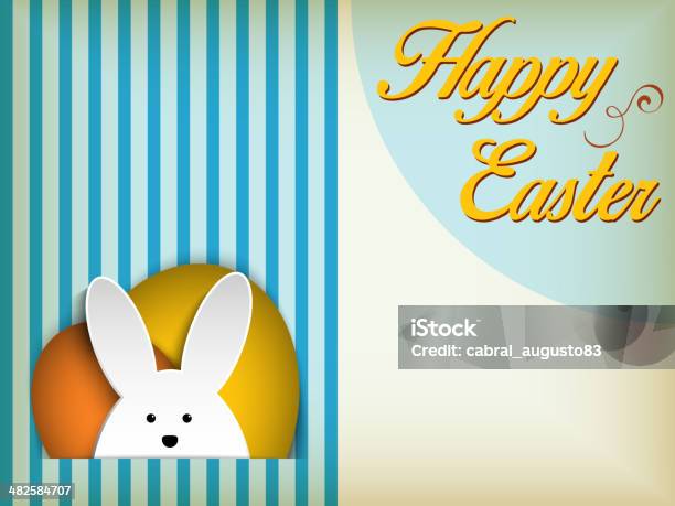 Happy Easter Rabbit Bunny On Blue Background Stock Illustration - Download Image Now - Abstract, Animal, Animal Body Part