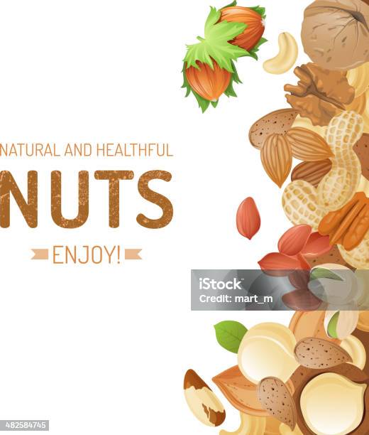 Background With Nuts Stock Illustration - Download Image Now - Almond, Brown, Cashew