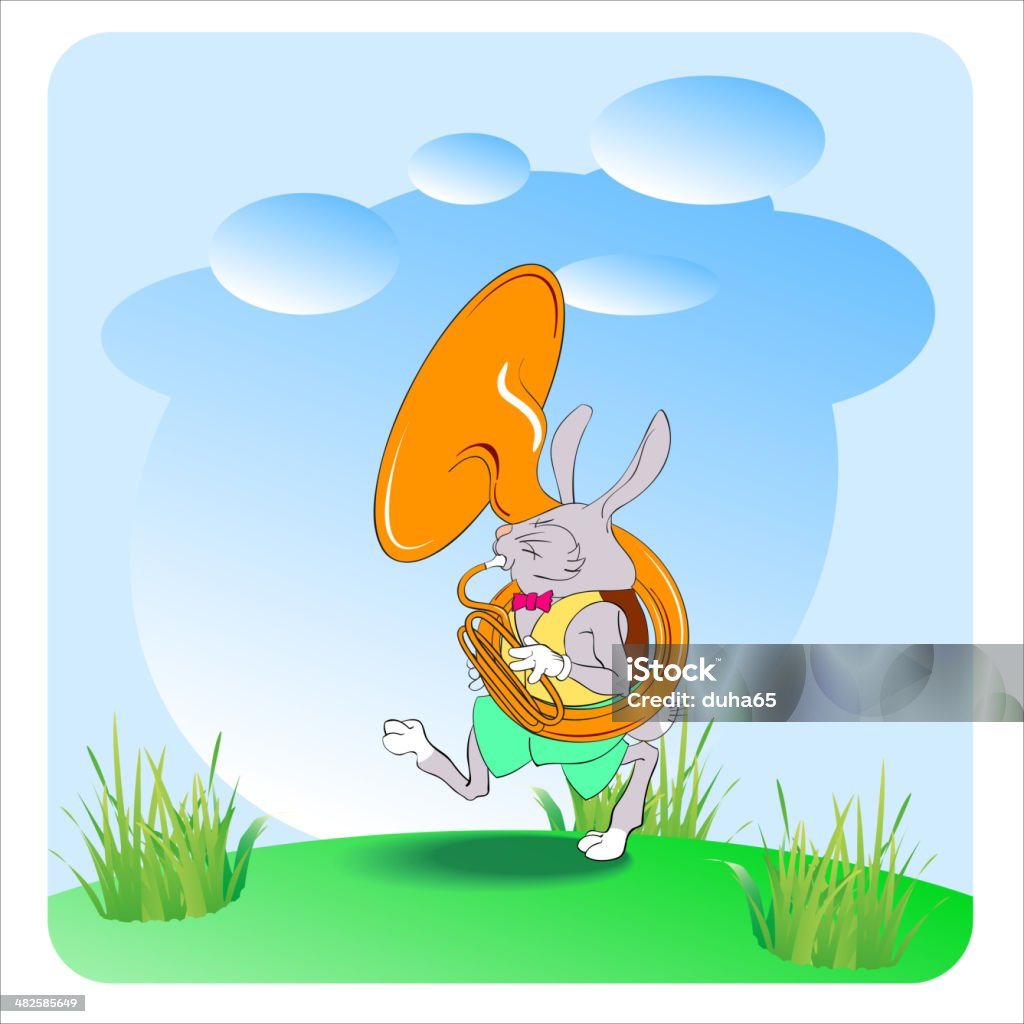 tuba rabbit with tuba, vector illustration Animal stock vector