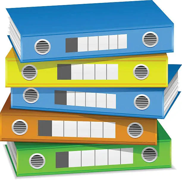 Vector illustration of Stack of Ring binders