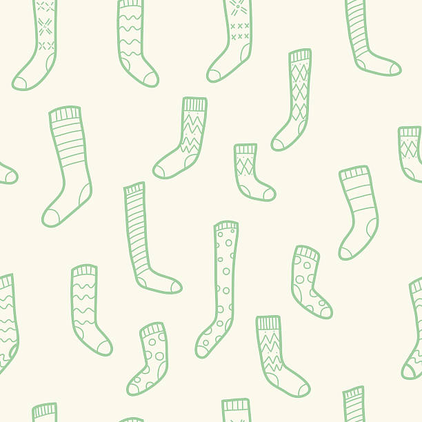 illustrazioni stock, clip art, cartoni animati e icone di tendenza di calze con motivo - vector illustration and painting backgrounds sock