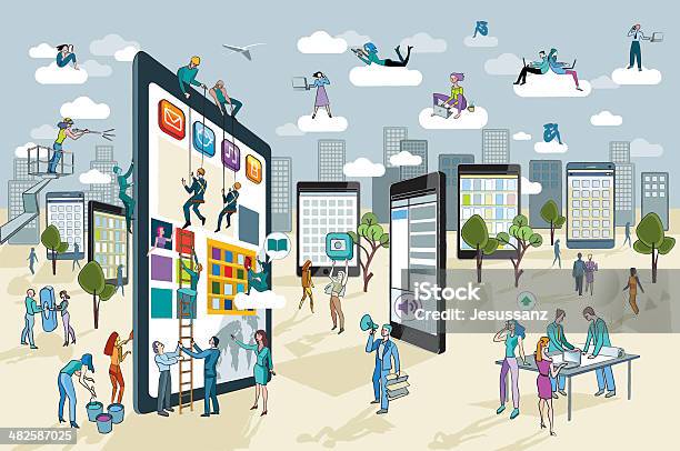 Large Digital Tablet Stock Illustration - Download Image Now - Adult, Business, Business Finance and Industry