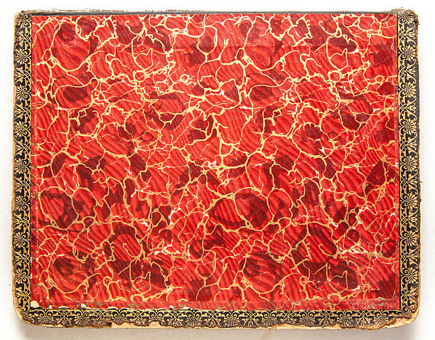 retro grunge textura vermelho & ouro em branco de capa de livro - paper book cover dirty fashion imagens e fotografias de stock