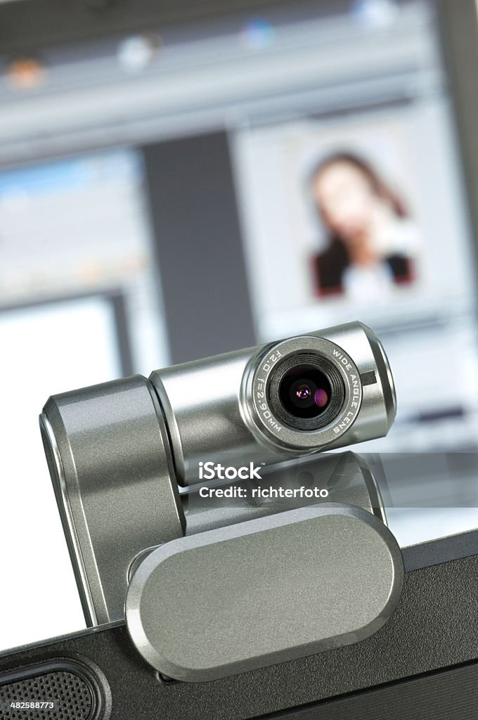 webcam Webcam on a Laptop Big Brother - Orwellian Concept Stock Photo