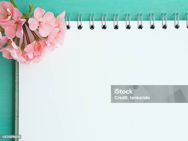 Paper With A Flower Stock Photo - Download Image Now - 2015, Blank, Copy Space