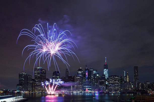 istock Independence Day With Fireworks in New York City 482590086