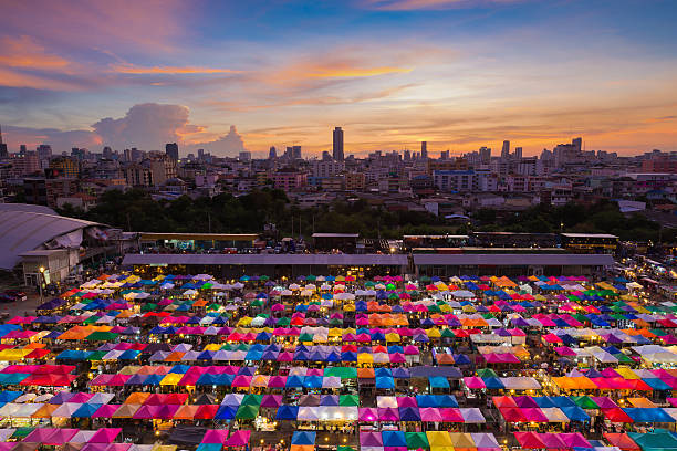 istock Bangkok Flea market aerial view 482590446