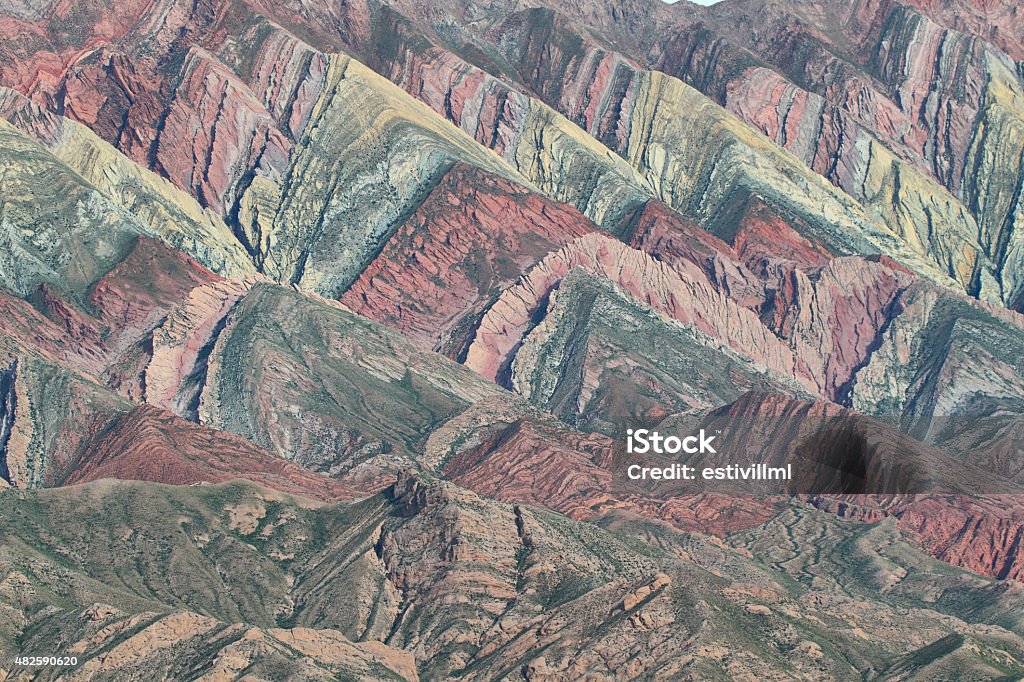 Multicolored mountain known as Serrania del Hornoca Multicolored mountain known as Serrania del Hornocal, Jujuy province, Argentina 2015 Stock Photo