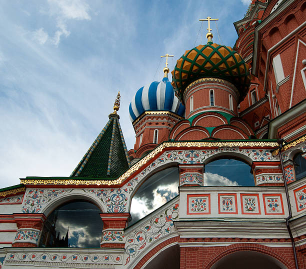 istock Detail of St. Basil's Cathedral with clouds reflected on windows 482590642