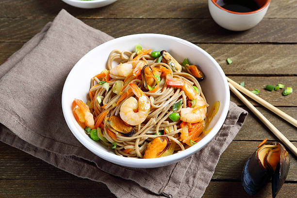 istock Noodles with seafood in a bowl 482591658