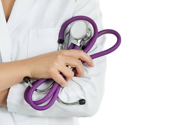 istock Female doctor's hands holding stethoscope 482594744