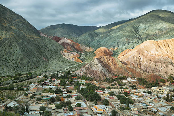 Multicolored mountains known as Cerro de los 7 colores Multicolored mountains known as Cerro de los 7 colores (hill of seven colors) in Purmamarca at sunrise, Jujuy province, Argentina achinoam nini photos stock pictures, royalty-free photos & images
