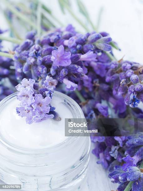 Natural Lavender Facial Cream Stock Photo - Download Image Now - 2015, Alternative Therapy, Aromatherapy